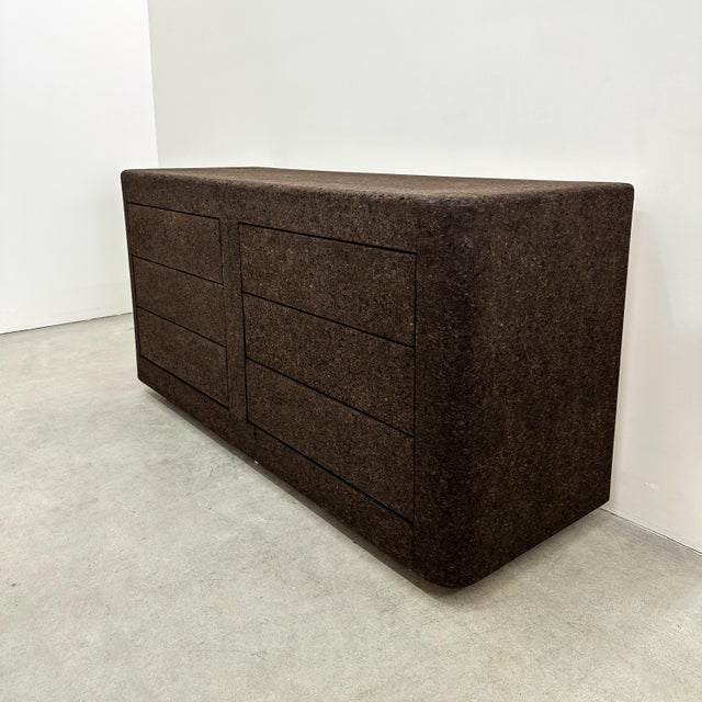 Wood Vintage Postmodern Chocolate Brown Cork 6-Drawer Dresser – 1970s 80s Postmodern For Sale - Image 7 of 10