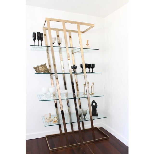 1970s Vintage Hollywood Regency Brass Etagere Shelf Unit For Sale - Image 5 of 12