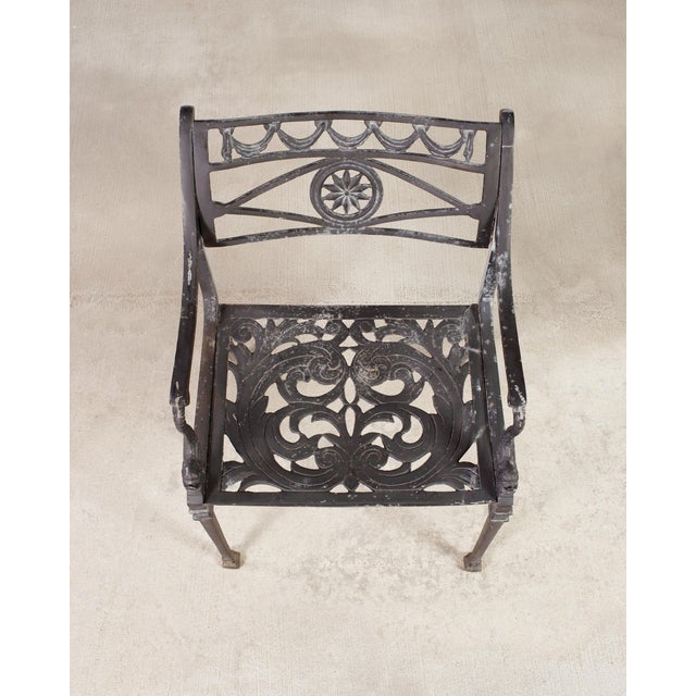 Set of Four Neoclassical Dolphin and Star Garden Dining Chairs For Sale - Image 18 of 18