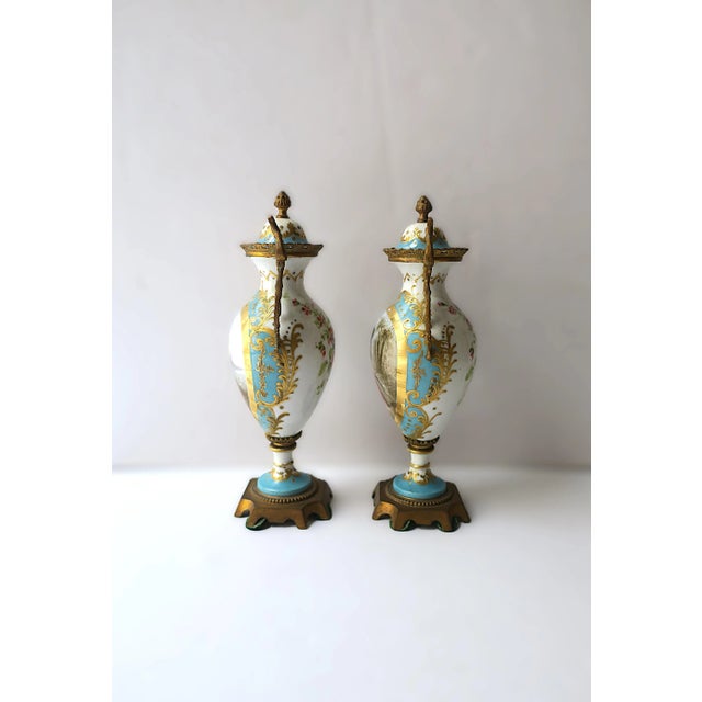 French Sèvres Porcelain Urns, Pair For Sale - Image 10 of 12
