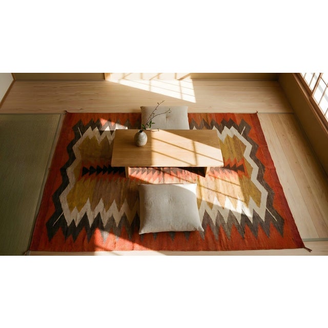 1920s Multi Tribal Geometric Antique Flatweave Native American Wool Navajo Rug For Sale - Image 11 of 11