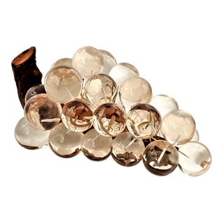 Large 1960s Pop Art Champagne Colored Lucite Grape Table Sculpture on Wood Branch For Sale