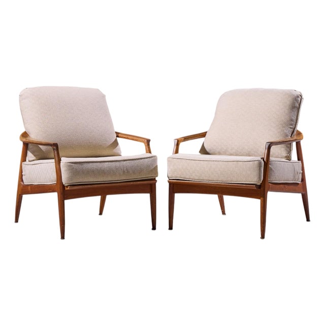 Milo Baughman for Thayer Coggin Mid Century Walnut Lounge Chairs - Pair For Sale