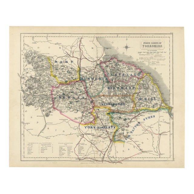 Hobson Fox Hunting Map of Yorkshire North Riding with Bedale Hunt, 1870 For Sale
