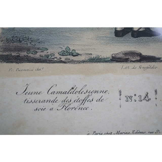 Antique French 1820s Collection of Tuscan Fashion Costume Engravings 26" For Sale - Image 18 of 18