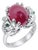 Rubellite Pink Tourmaline Diamond Pave Double Frog 18 Karat White Gold Ring, Size 7 For Sale