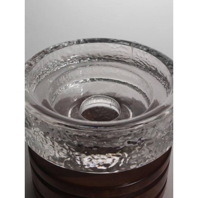 Mid-Century Modern Crystal Glass and Wood Candleholder by Harry N. Boström for Bo Ström, 1960s For Sale - Image 3 of 5