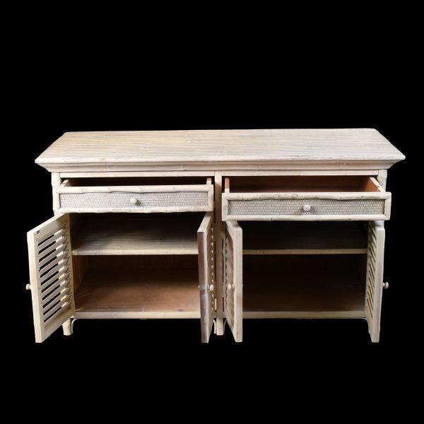 Coastal Late 20th Century Distressed Split Bamboo Dresser For Sale - Image 3 of 6