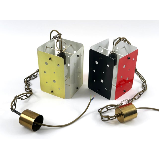 Mid-Century Modern Rectangular Polychrome Pendant Lamps, Germany, 1960s, Set of 2 For Sale - Image 18 of 18