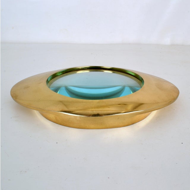 Large Decorative Brass Magnifying Glass Lens, 2000s For Sale - Image 4 of 5