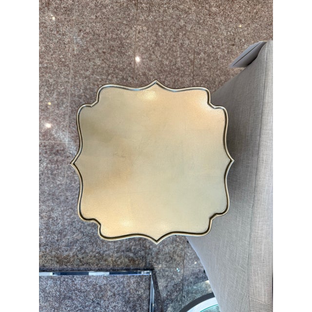 Metal Gold Sculptural Fluted Accent Modern Drum Pedestal Table For Sale - Image 7 of 7