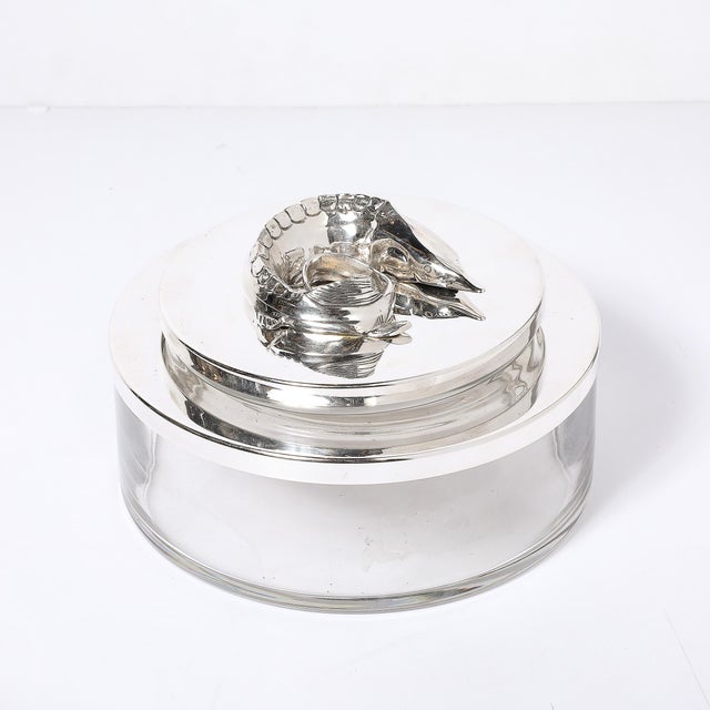 Mid-Century Silver Plate & Glass Caviar Service With Sculptural Sturgeon Handle For Sale - Image 14 of 18