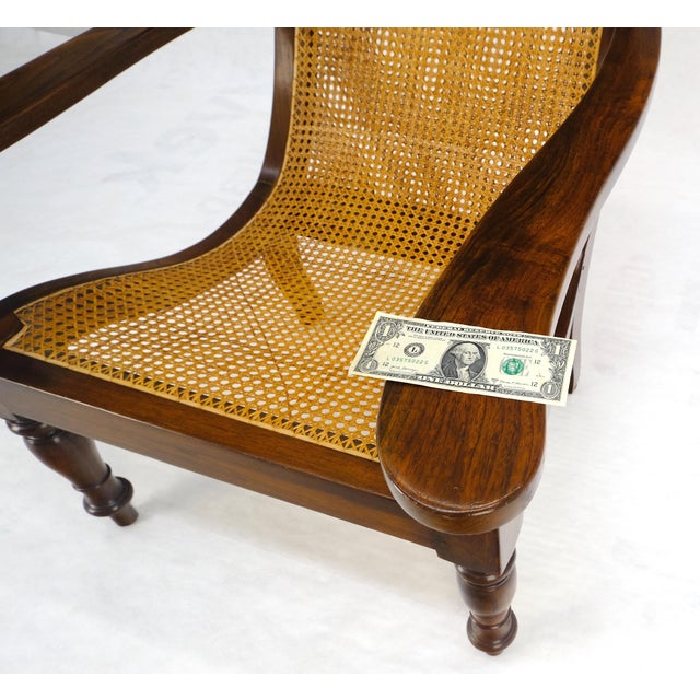 Solid Turned Teak Mid Century Modern Cane Back Lounge Chair MINT For Sale - Image 14 of 18