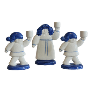 Lisa Larson for Goebel "Weihnacht" Ceramic Figural Candleholder Trio