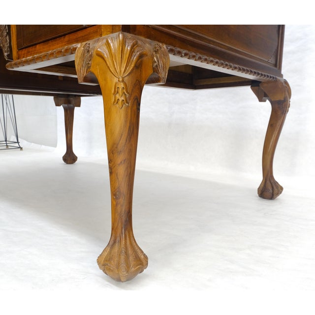 Chippendale Carved Mahogany Leather Top Ball & Claw Writing Table Executive Desk MINT! For Sale - Image 3 of 18