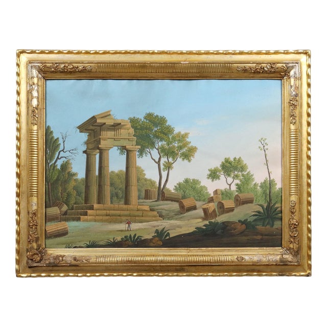 Italian Landscape, Gouache on Paper For Sale