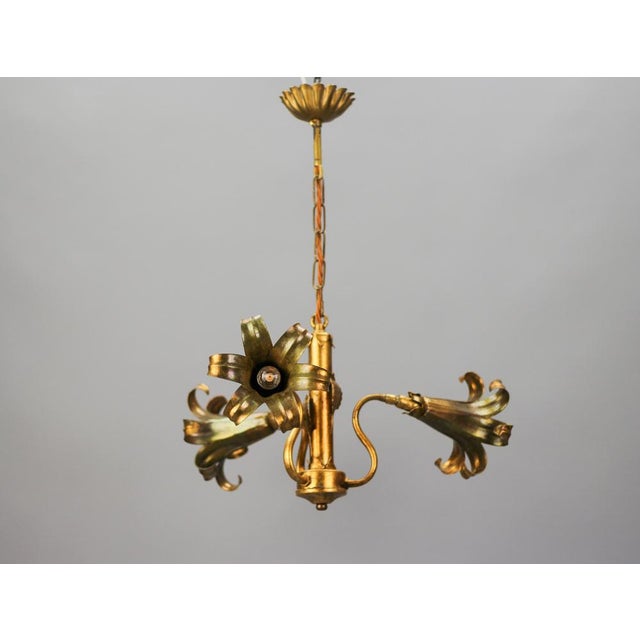 Gilt Metal Three-Light Chandelier by Hans Kögl, 1970s For Sale - Image 15 of 18