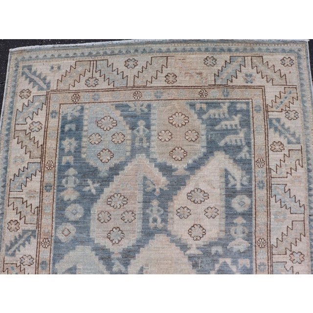 Afghanistan Tabriz Gallery Runner With Soft Blue Field and Ivory Motifs For Sale - Image 13 of 16