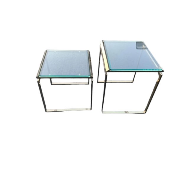 Mid 20th Century Brass & Glass Nesting Tables - a Pair For Sale In Naples, FL - Image 6 of 12