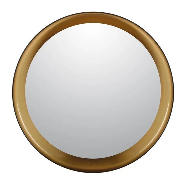 Mid-Century Italian Brown Smoked Acrylic Glass Round Wall Mirror from Guzzini, 1960s For Sale - Image 15 of 18