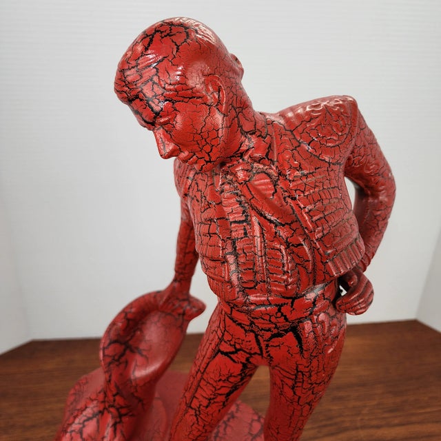 Mid-Century Modern Vintage Royal Haeger Red Crackle Lava Glaze Matador Bullfighter Figurine For Sale - Image 3 of 7