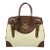 Ralph Lauren Cream and Brown Leather Rickey Bag For Sale