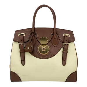 Ralph Lauren Cream and Brown Leather Rickey Bag