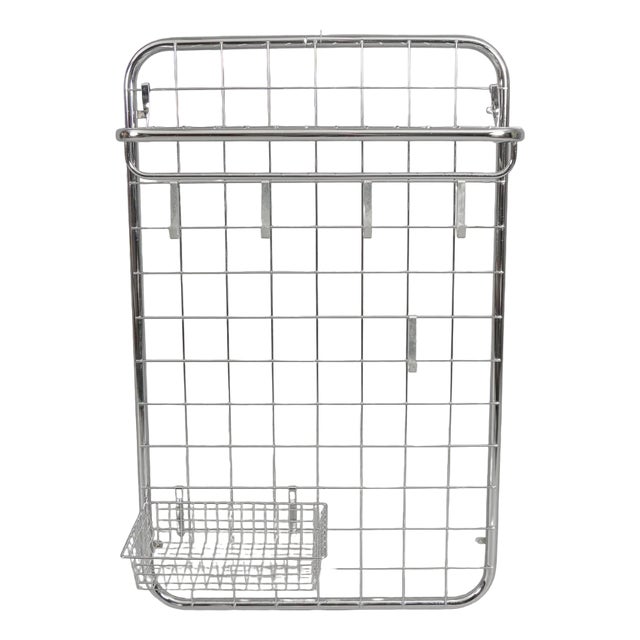 Flexible Chrome Wall Wardrobe with a Hat Bracket and Hanging Basket, 1970s For Sale