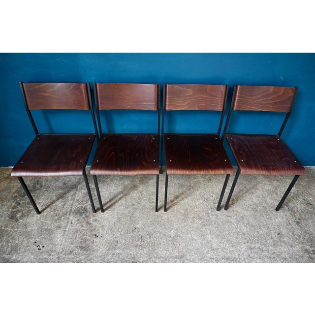 Wood Modernist Minimalist Stackable Tubular Chairs with Wooden Legs from Hiller, 1970s, Set of 4 For Sale - Image 7 of 18