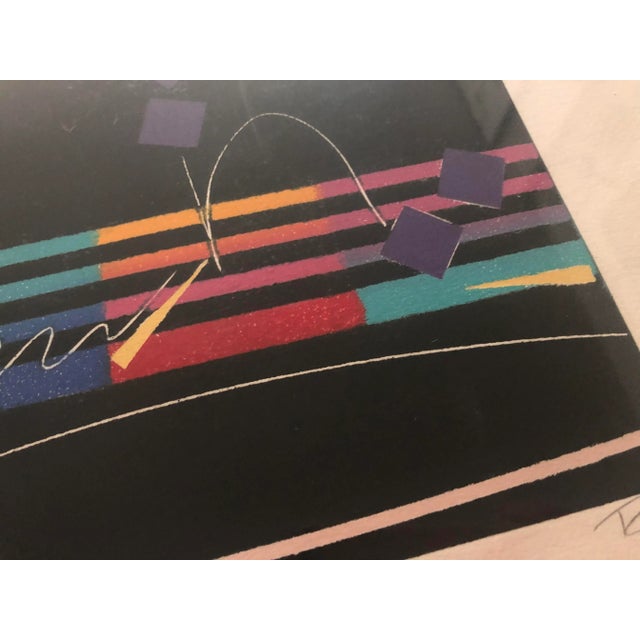 Vintage Geometric Abstract Lithograph Print Signed 80's For Sale - Image 4 of 10