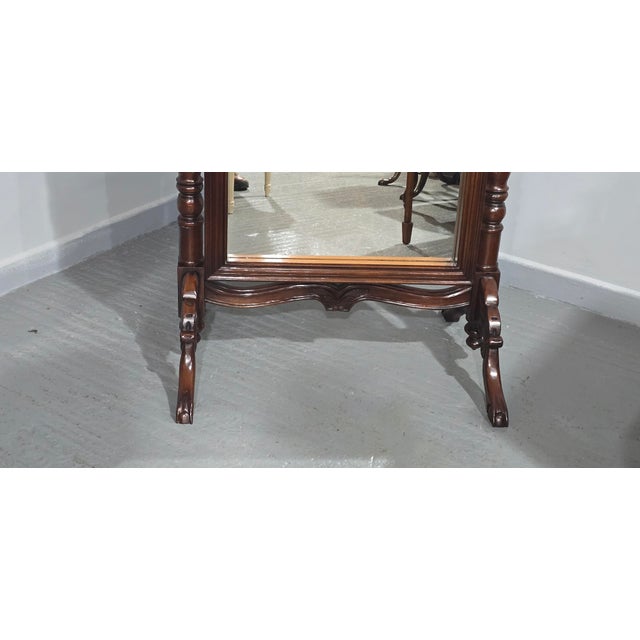 Wood French Mahogany Cheval Mirror, 1920 For Sale - Image 7 of 14