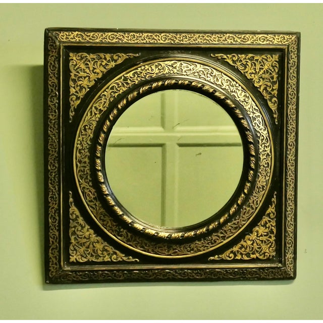 Stunning French Empire Gilt Brass and Black Lacquer Wall Mirror This is a wonderful piece, the deeply moulded rectangular...