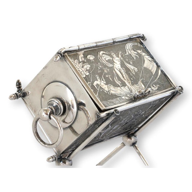 Art Nouveau Antique Silver-Plate Etui Needlework Box For Sale - Image 3 of 6