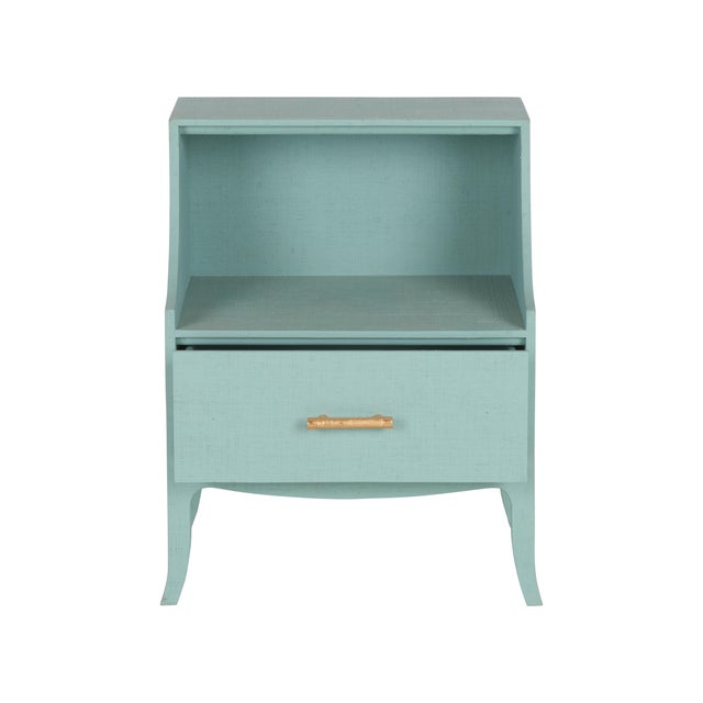 2020s George III Raffia Bedside Table - Blue For Sale - Image 5 of 6