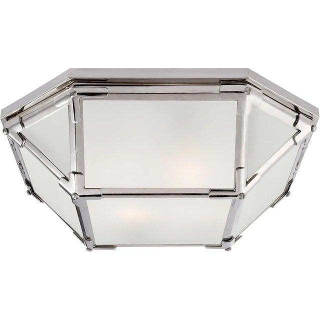 Morris Flush Mount in Polished Nickel with Frosted Glass Designer: Suzanne Kasler Mounting: Flush Shade Detail: Frosted...