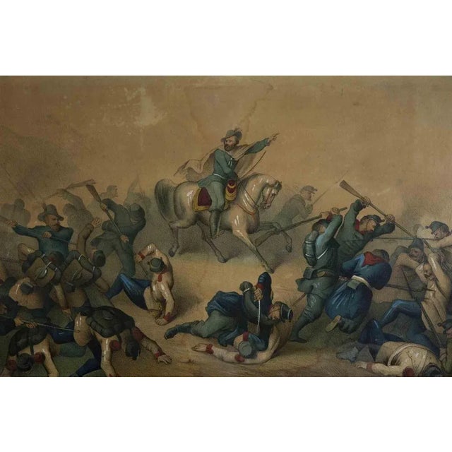 Garibaldi in the Battle, Retouched Lithograph, 19th Century For Sale - Image 4 of 4