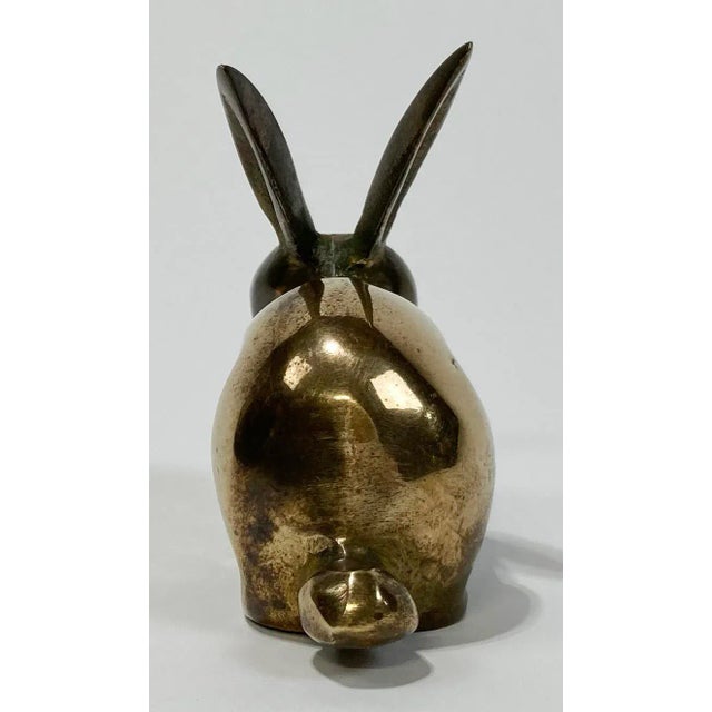 Mid 20th Century Vintage Brass Crouching Bunny Rabbit Paper Weight For Sale - Image 5 of 6