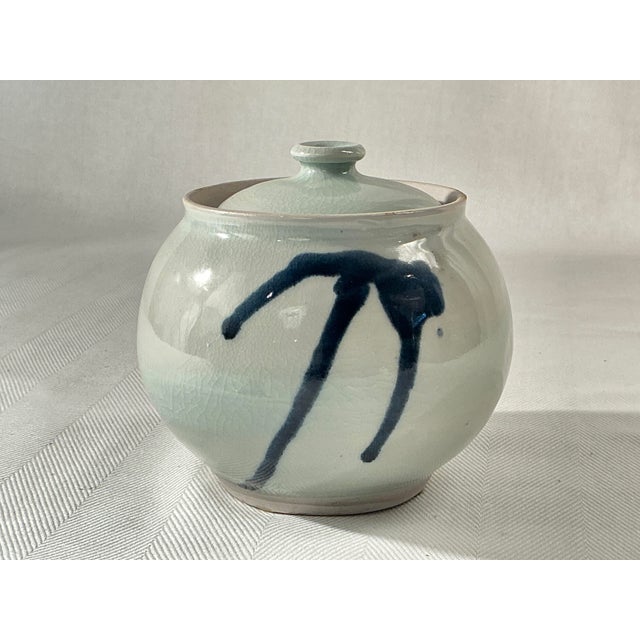 Ceramic Signed Studio Pottery Vessel With Lid For Sale - Image 7 of 8