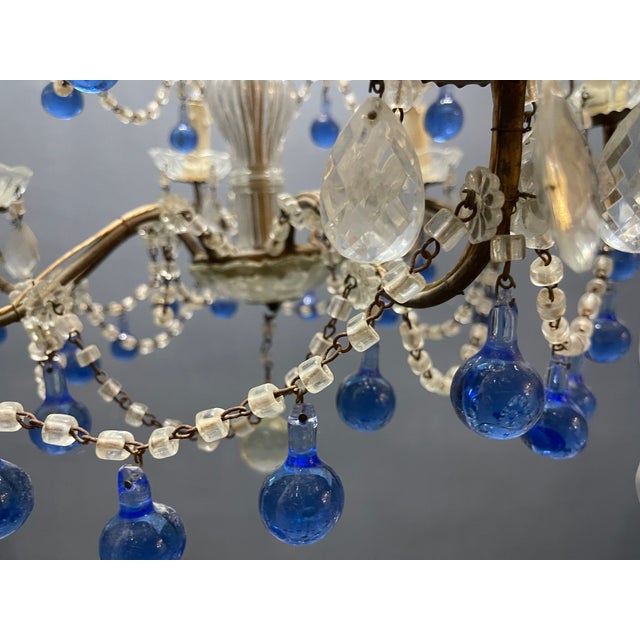 Vintage Macaroni Blue Murano Glass Chandelier, 1950s For Sale - Image 6 of 13