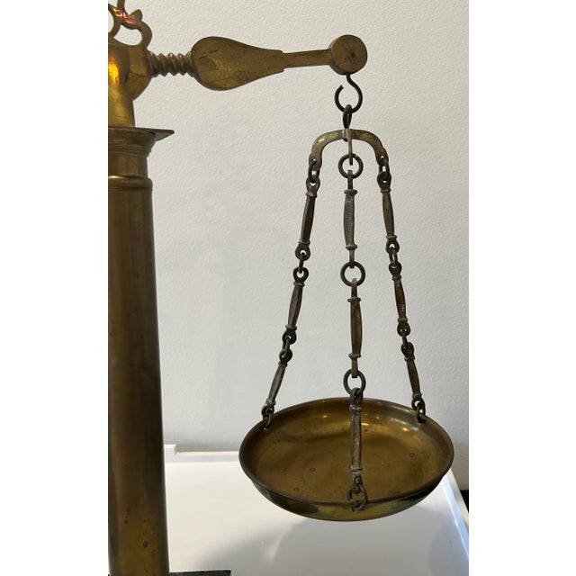 Vintage Brass Balance Scale on Marble Base | Chairish