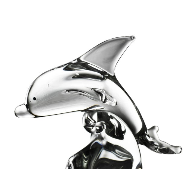 Late 20th Century Vintage Hand Blown Dolphin on Ocean Wave Sculpture For Sale - Image 5 of 7