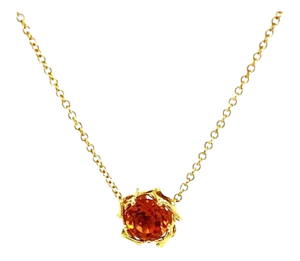 Tiffany & Co. Citrine 18k Yellow Gold Solitaire Pendant Necklace