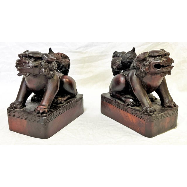Vintage Carved Wood Foo Dogs- a Pair For Sale - Image 13 of 13