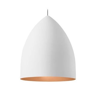 Modern White & Copper Ceiling Pendants - Set of 2 For Sale