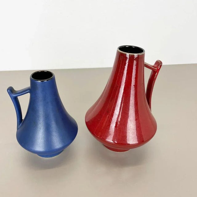 Black-Red Fat Lava Vases from Jopeko, Germany, 1970s, Set of 2 For Sale - Image 3 of 18