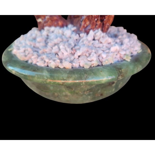 Gemstone Vintage Chinese Chinoiserie Hand Carved Hard Stone Grape Jade, Jasper Bonsai Tree Sculpture Tree For Sale - Image 7 of 8