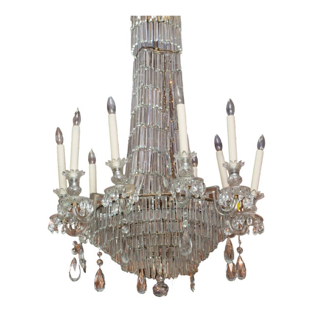Early 19th Century Empire-Style Crystal and Glass Arm Chandelier For Sale