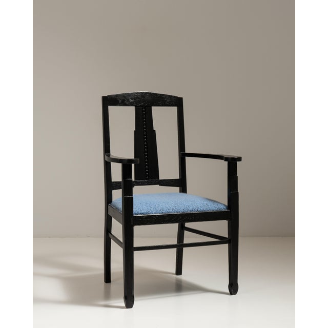 Black 1920s French Black Arts and Crafts Upholstered Armchair For Sale - Image 8 of 15
