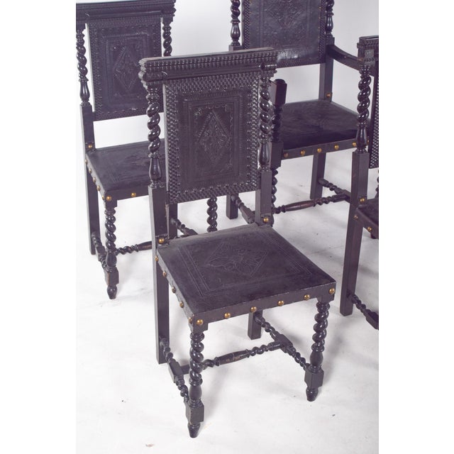 Leather Dining Chairs, 1920s, Set of 6 For Sale - Image 11 of 14