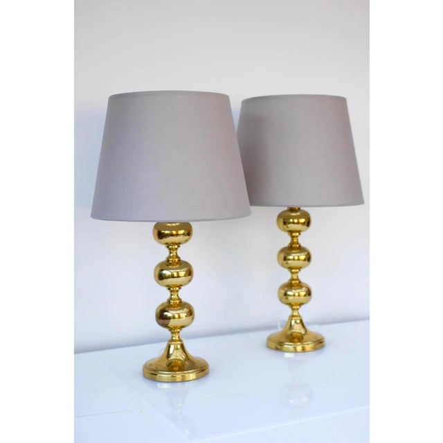 Scandinavian Modern Space Age Brass Table Lamps from Nafa, Sweden, 1970s, Set of 2 For Sale - Image 4 of 18